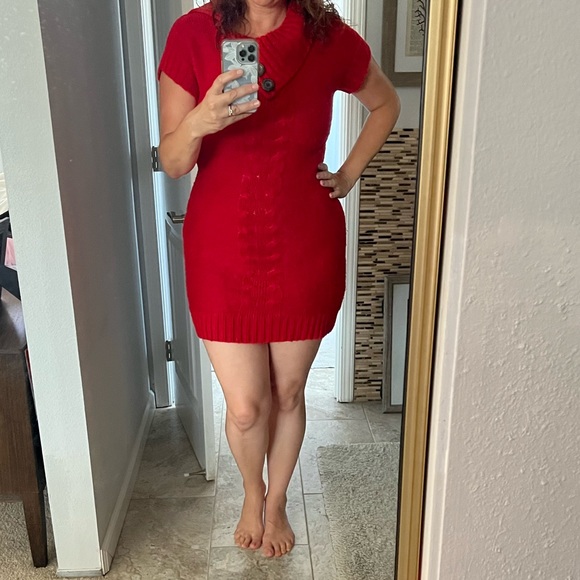 Red Sweater Dress w/open neckline - Picture 6 of 6